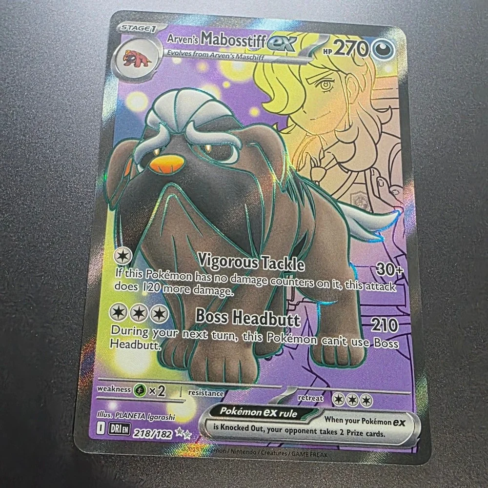 Arven's Mabosstiff ex 218/182 DRI Ultra Rare Full Art Holo Pokemon Card NM